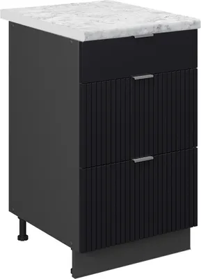 Produktbild von Küchenunterschrank Vicco Fame-Line Schwarz gestreift/Anthrazit 50 cm, AP Marmor, Model 50697