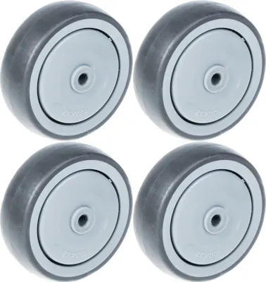Produktbild von 125mm 5" Rad grau Gummi mit Kunststoffkern stark 520kg Kapazität, 4er Set