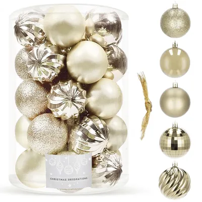 Produktbild von Christbaumkugeln-Set Kunstkugeln 20 Stück Weihnachtskugeln 6 cm Glitzer Matt Glanz Weihnachtsdeko Weihnachten