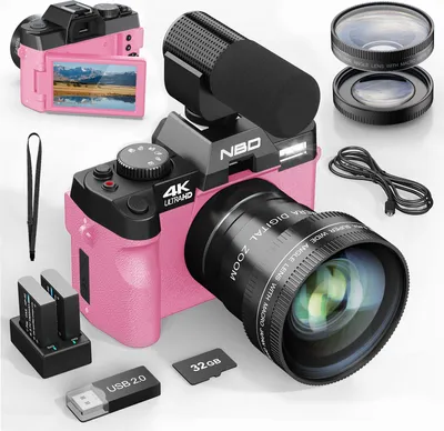 Produktbild von NBD 4K-Video 30fps & 48MP Digitalkamera – Perfekt für YouTube! Mit manueller Fokus, Weitwinkel- & Makroobjektiv, 16-fachem Zoom, WIFI.