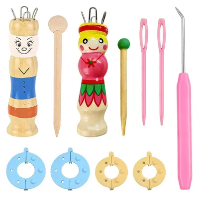 Obrázok produktu pre Sada na pletenie pre deti, 2-dielna, s dreveným rámom na tkanie, kreatívna sada na ručné práce