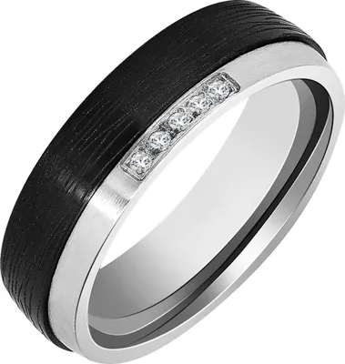 Produktbild von "Zalona" Akzent Damen-Partnerring aus Edelstahl, Ionenplattiert, matt, silberfarben/schwarz