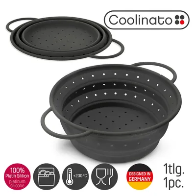 Produktbild von Coolinato faltbares Platin - Silikon - Sieb 24 cm grau