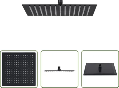 Immagine prodotto di The Living Store Doccia a pioggia in acciaio inox 30x30 cm Quadrato Nero