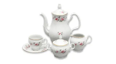 Produktbild von Kaffeeservice, Thun Bernadotte, rosa, Goldlinie, 15 Stück