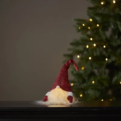 Produktbild von Weihnachtszwerg rot mit LED-Lichtern - 28 cm