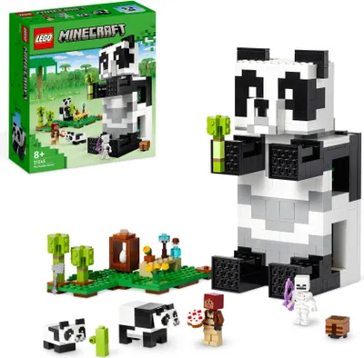 Produktbild von LEGO 21245 Minecraft Das Pandahaus Set, bewegliches Panda-Spielzeug-Haus mit Tier-Figuren und Skelett, Spielzeug für Jungen und Mädchen ab 8 Jahren