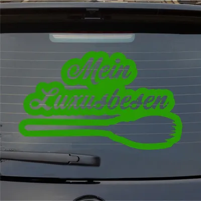 Produktbild von Heckscheibenaufkleber Mein Luxusbesen Hexe Witch 55x33 cm Hellgrün Auto Aufkleber Sticker