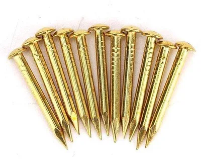 Image de Clous à tête ronde en laiton, 22 mm, lot de 100, pour cadres photo et miroirs