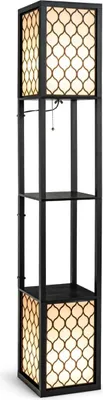 Obrázek produktu pro Stojací lampa s policemi, dvojité světlo, bílé stínidlo, 156 cm