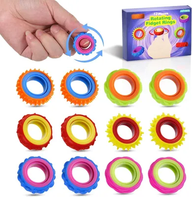 Productafbeelding van Fidget-speelgoed - Sensorische ringen voor kinderen en volwassenen - 12 stuks spinnerringen met textuur