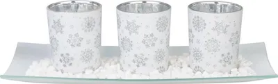 Image de Chandelier MagicHome Noël, sur plateau, pour bougies chauffe-plat, blanc, 26x12x7 cm