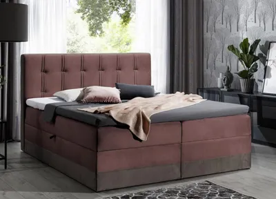Produktbild von Polsterbett Boxspring 180x200 MARYLIN – Rot + GRATIS Topper