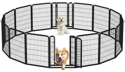 Image de Enclos pour chien - Clôture pour chiot - 16 éléments - 80 cm de haut - Pliable