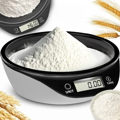 Produktbild von Elektronische Küchenküste mit LCD-Display, schalenförmige ,Form kann umgewandelt werden, 1g-5000 g, hochpräziser Küchen-Elektronikskala, schwarz