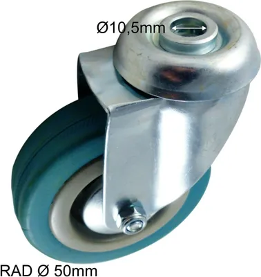 Produktbild von Lenkrolle 50 mm Apparaterolle Vollgummi Möbelrolle Rollen Rückenloch Fadenschutz