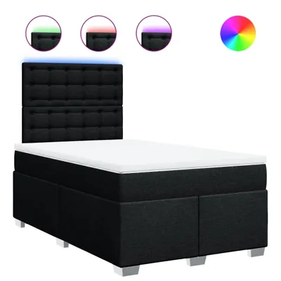 Image de vidaXL Lit boxspring avec matelas noir 120x190 cm Tissu
