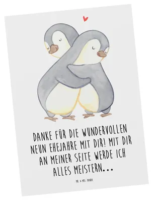 Produktbild von Mr. & Mrs. Panda Postkarte 9. Hochzeitstag Keramikhochzeit - Weiß - Geschenk, Heirat, Geschenke, Postkarten, Liebe, Erinnerungen, Meilenstein, Heiraten, Grußkarte