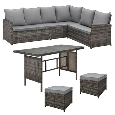 Produktbild von SVITA Monroe Garten-Lounge Set Polyrattan Lounge-Möbel Sitzgruppe Garten Braun