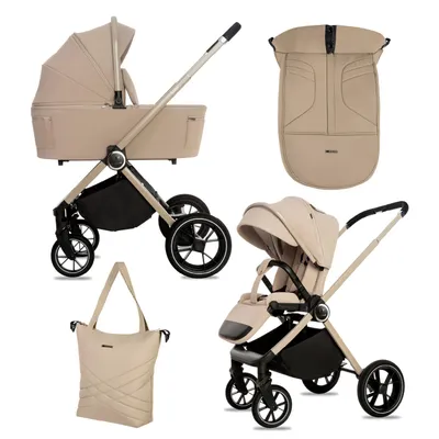 Produktbild von BabyLux® Kinderwagen 2in1 GAVIA, Faltbar Leicht Kombikinderwagen Set incl. Babywanne, Buggy Sportsitz, Wickeltasche und mehr Zubehör, 4 Liegepositionen, 0-22kg (0-4 Jahre), UV Schutz 50+. Belüftung
