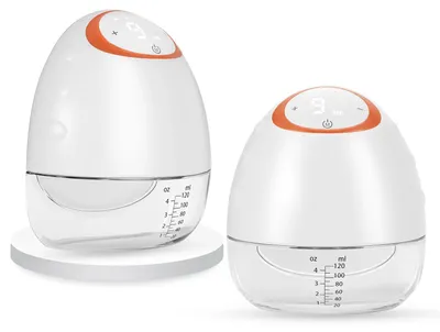 Produktbild von Elektrische Milchpumpe S32 - 2er-Pack - Freihändig - 4 Modi - 9 Stufen - 18/21/24-mm-Brusthaube - USB-wiederaufladbar - Weiß