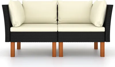 Produktbild von vidaXL Ecksofas 2 Stk. Poly Rattan und Eukalyptus Massivholz