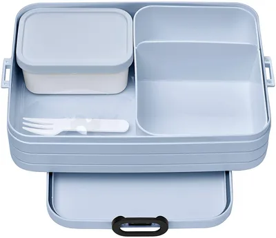 Produktbild von Mepal Bento Brotdose Large Take A Break - mit Bento Box - Für 4 Sandwiches oder 8 Brotscheiben - Lunchbox für kleine Snacks & Reste - Erwachsene Essenbox mit Fächern - Old Nordic Blue