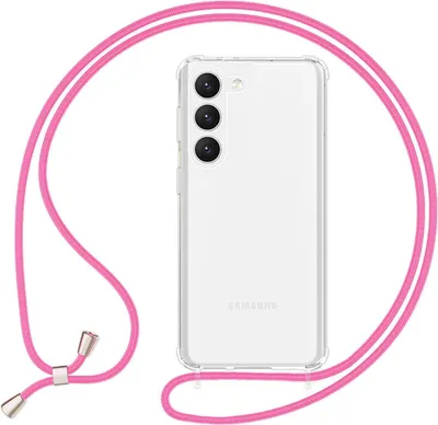 Immagine prodotto di Custodia ibrida trasparente con catena per Samsung Galaxy S23 Rosa