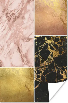 Produktbild von MuchoWow® Poster Marmor - Collage - Gold 20x30 cm - Papierdruck