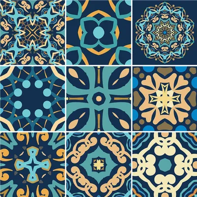 Obrázek produktu pro Samolepicí obkladové nálepky do kuchyně a koupelny – 9 cementových obkladových nálepek Azulejos – 9 nálepek o rozměrech 15 x 15 cm