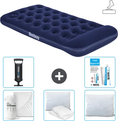 Produktbild von Bestway Luftmatratze - 1 Person - 99 x 188 x 28 cm - Blau - Inklusive Zubehör