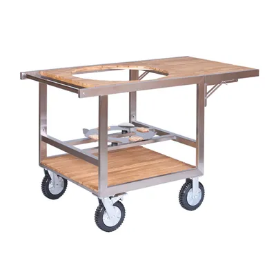 Produktbild von Monolith Buggy inklusive Seitentisch für Monolith LeCHEF Edelstahl Teakholz 201017-L