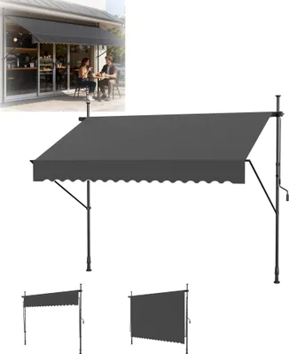 Obrázok produktu pre XINZI Terasová markíza Markíza na balkón bez vŕtania, ochrana proti UV žiareniu, výškovo nastaviteľná, stabilný oceľový rám, na balkón a terasu, 350 x 120 cm, tmavošedá