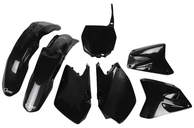Zdjęcie produktu dla Zestaw osłon UFO PLAST, 7-częściowy zestaw osłon z tworzywa sztucznego do Suzuki RM 125 / 250 cm³, rok produkcji 2006–2010, kolor: czarny