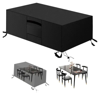 Produktbild von Schutzhülle für Gartenmöbel 260x135x82cm, wasserdicht mit Belüftungsöffnungen, winddicht, UV-beständiges 420D Oxford-Gewebe, Schwarz