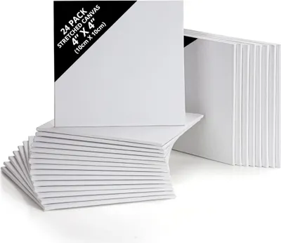 Produktbild von Belle Vous Leinwand zum Bemalen Set (24 Stk.) - 10x10 cm - Bespannte Leinwand Rahmen - Für Acrylfarben und Ölmalerei sowie zum Skizzieren und Zeichnen