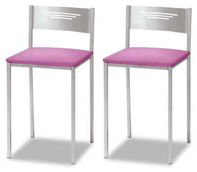 Produktbild von ASTIMESA Zwei Küchenhocker mit Rückenlehne Kunstleder Rosa, Sitzhöhe 45 cm