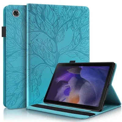 Immagine prodotto di Per Samsung Galaxy Tab A9 Modello di albero Custodia di copertura in Pelle finta Blu