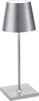 Image de Lampe de table LED Poldina Pro Mini Silver Leaf, rechargeable et dimmable avec une autonomie allant jusqu'à 12 heures