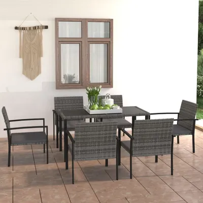 Produktbild von ZMH 7-tlg. Garten-Essgruppe Poly Rattan Grau