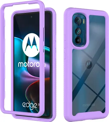 Produktbild von Motorola Edge 30 Hülle, Hybrid Transparente Rückseite Robust TPU Bumper Rutschfest Stoßfest Schutzhülle für Motorola Edge 30 Lila