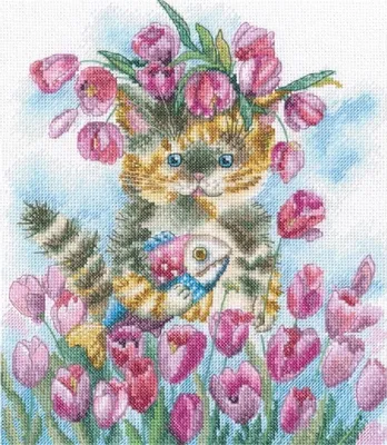 Produktbild von RTO Kreuzstich Set "Tulpen Frühling", Zählmuster, 22x25cm