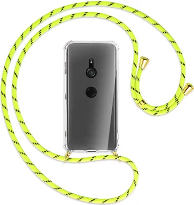 Produktbild von Handykette Backcover-Schutzhülle mit Band (Metall goldfarben) für Sony Xperia XZ3 - neongelb