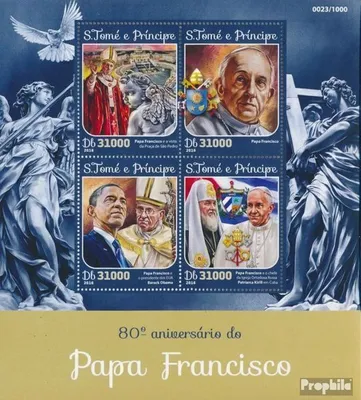 Produktbild von Briefmarken Sao Tome e Principe 2016 Mi 6551-6554 Kleinbogen (kompl. Ausgabe) postfrisch Papst Franziskus