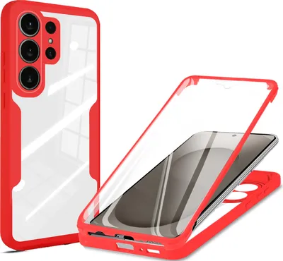 Produktbild von 360° Grad Hülle für Samsung Galaxy S26 Ultra vollschutz mit Integriertem Displayschutz Rot