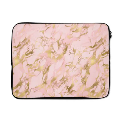 Produktbild von MuchoWow® Laptop Hülle 15 Zoll Gold - Marmor - Muster - Rosa Laptoptasche - Laptoptasche - Sleeve - Rundum-Schutz