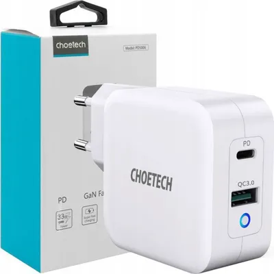 Obrázok produktu pre Choetech rchla nabjaka Gan Usbc Pd Usba Qc3.0 65W 3,25A biela