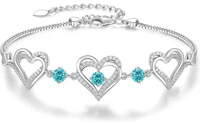 Produktbild von Armband Damen 925 Sterling Silber Herz Rosegold Geburtsstein Dezember Zirkonia Geschenk