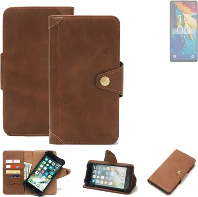 Produktbild von K-S-Trade Handyhülle kompatibel mit TCL 50 Pro NXTPAPER 5G Schutz Hülle Walletcase Bookstyle Tasche Case Handytasche Wallet Flipcase Cover PolyurethanBraun
