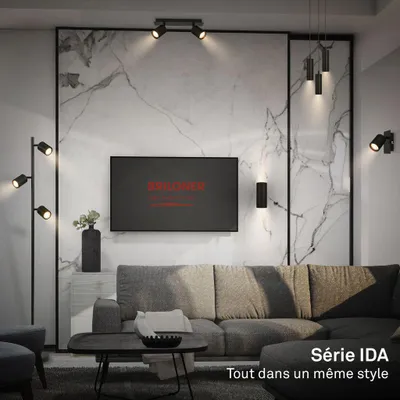 Image de Briloner Lampadaire orientable 22 x 141 cm douille GU10 max. 9 W interrupteur au pied noir - Lampe sur pied pour salon chambre bureau